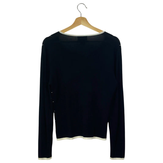 Finity Black White Grid Pattern Cardigan Sweater