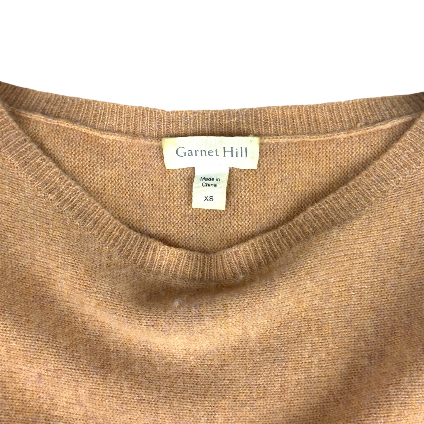 Garnet Hill 100% Cashmere Sweater Camel Tan Pullover Long Sleeve Soft Knit