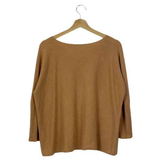 Garnet Hill 100% Cashmere Sweater Camel Tan Pullover Long Sleeve Soft Knit