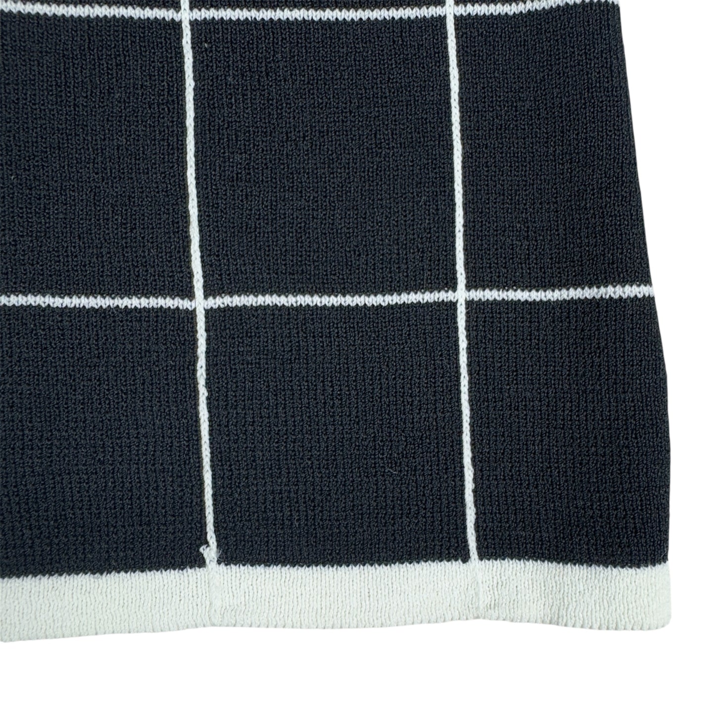 Finity Black White Grid Pattern Cardigan Sweater