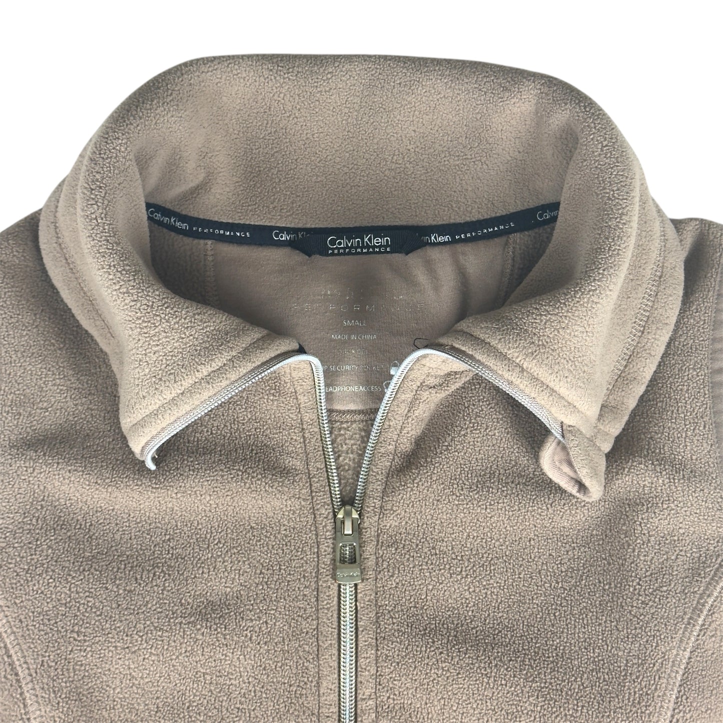 Calvin Klein Performance Fleece Zip-Up Vest – Taupe Brown