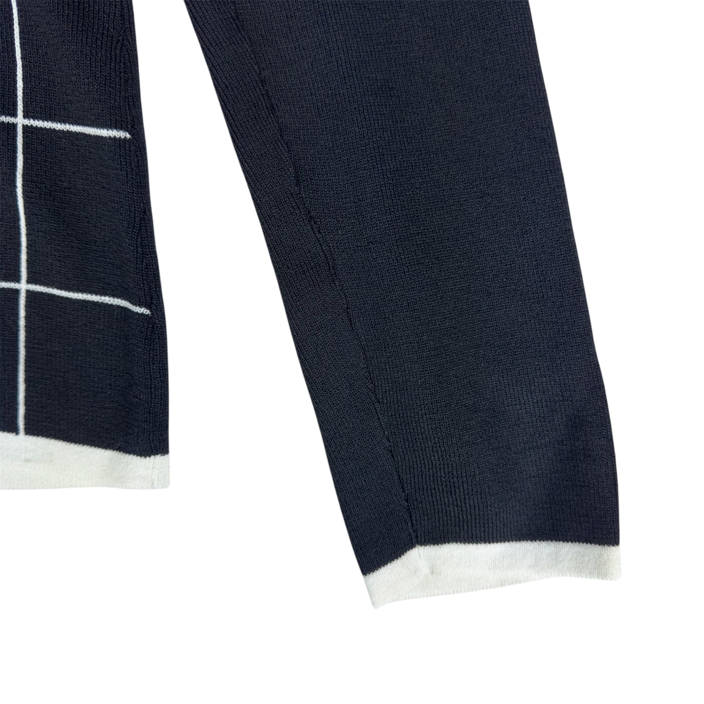 Finity Black White Grid Pattern Cardigan Sweater