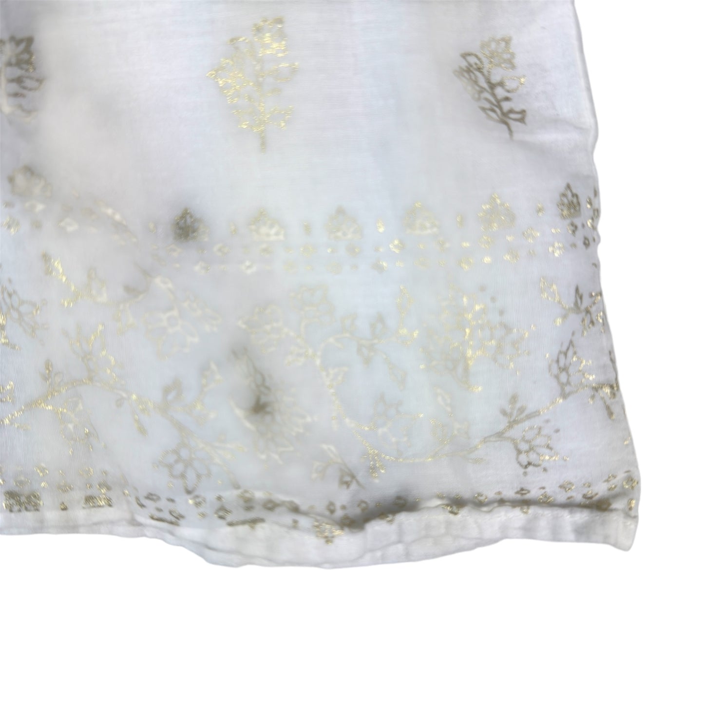 Love Shack Fancy White & Gold Floral Print Blouse
