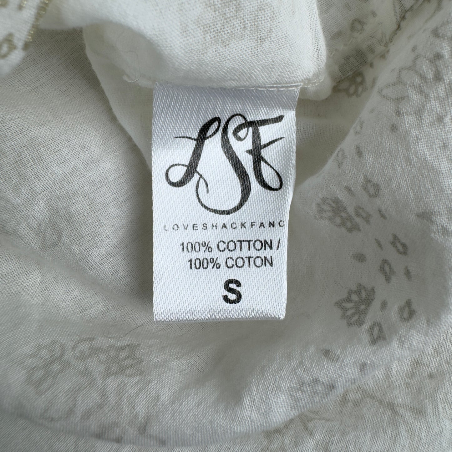 Love Shack Fancy White & Gold Floral Print Blouse