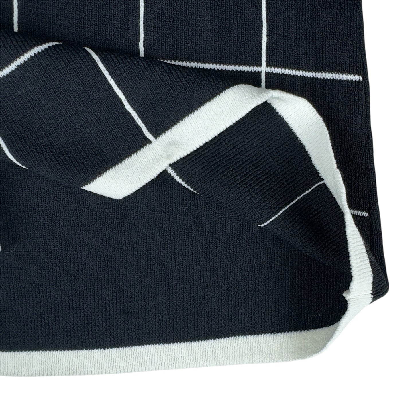 Finity Black White Grid Pattern Cardigan Sweater
