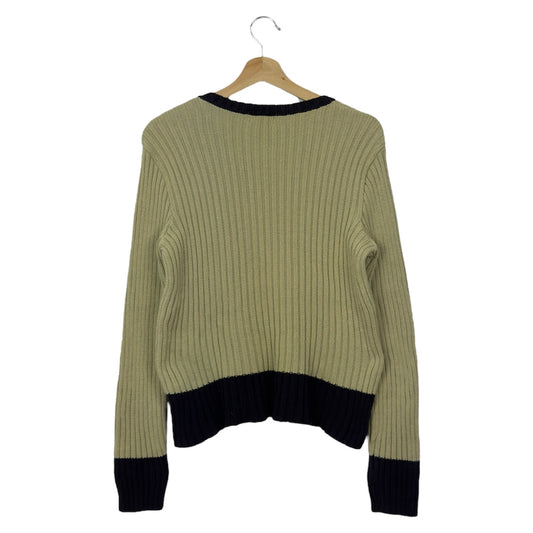 Calvin Klein Khakis Ribbed V-Neck Sweater Green/Black