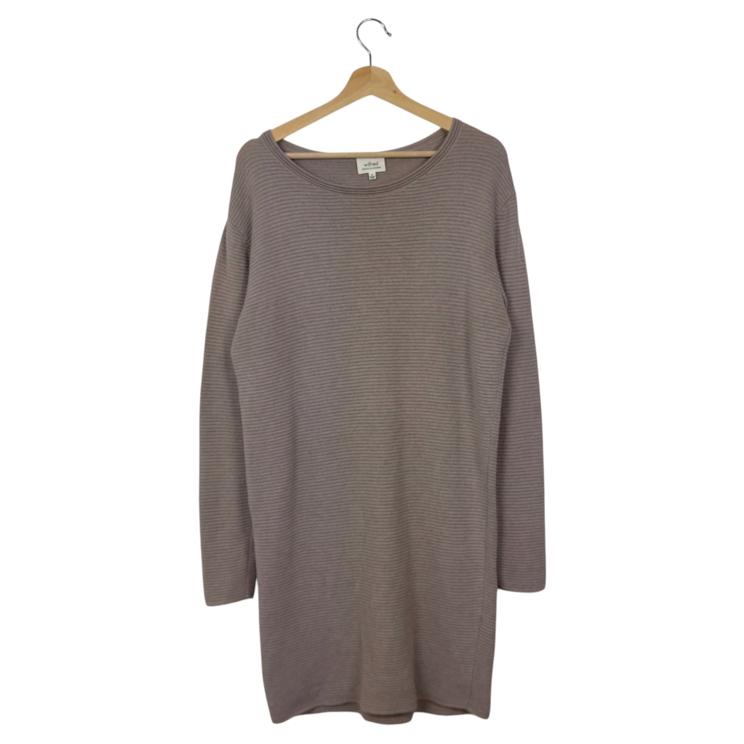 Aritzia Wilfred Long Sleeve Knit Sweater Dress Taupe Brown