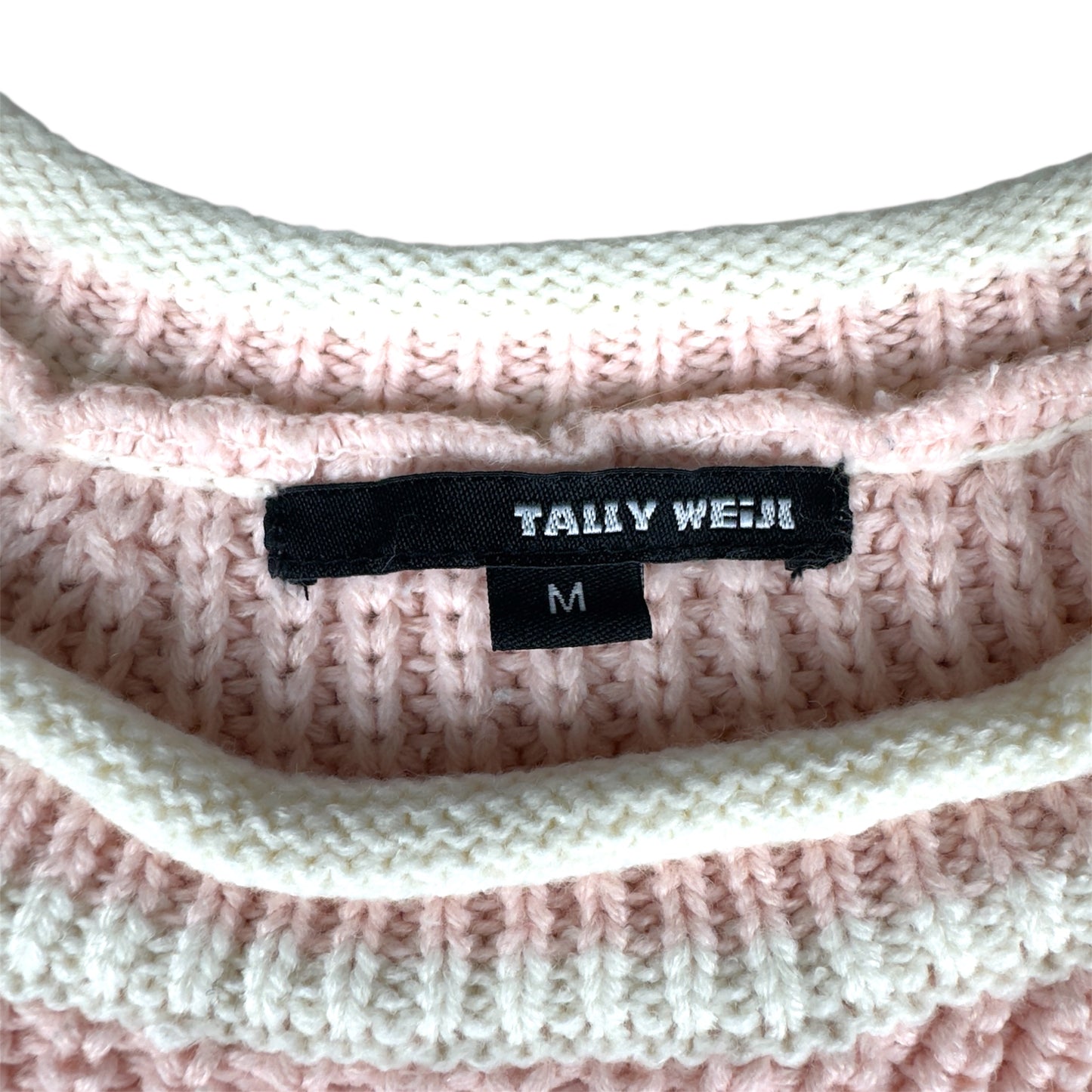 Tally Weijl Pink & Cream Striped Knit Sweater