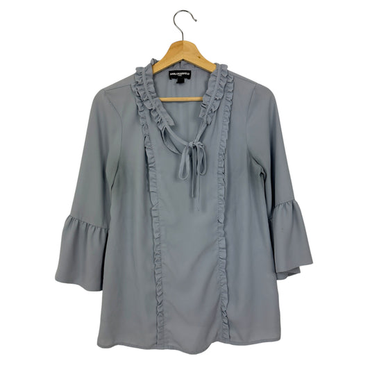 Karl Lagerfeld Blouse with Bell Sleeves and Ruffle Detail
