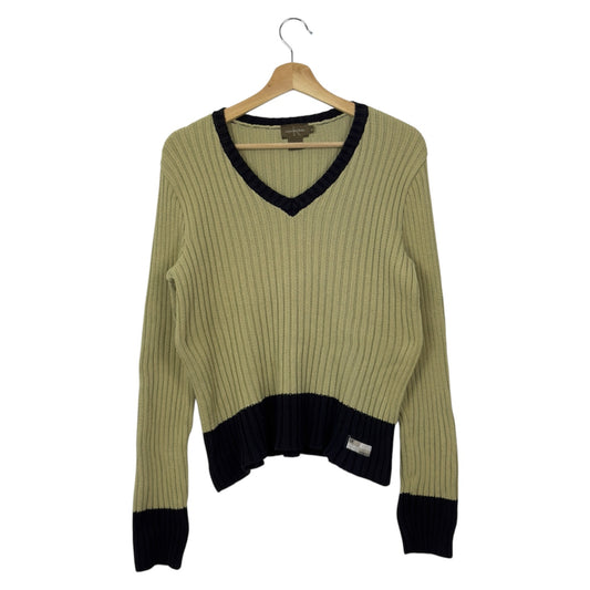 Calvin Klein Khakis Ribbed V-Neck Sweater Green/Black