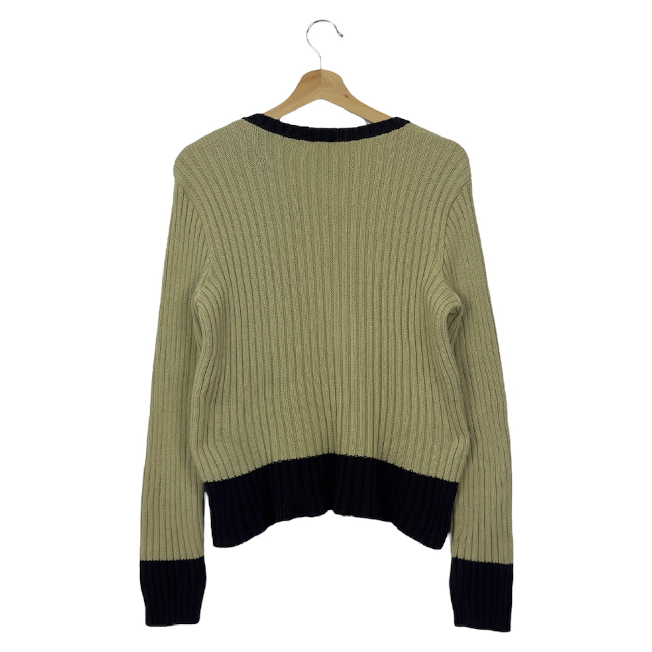 Calvin Klein Khakis Ribbed V-Neck Sweater Green/Black