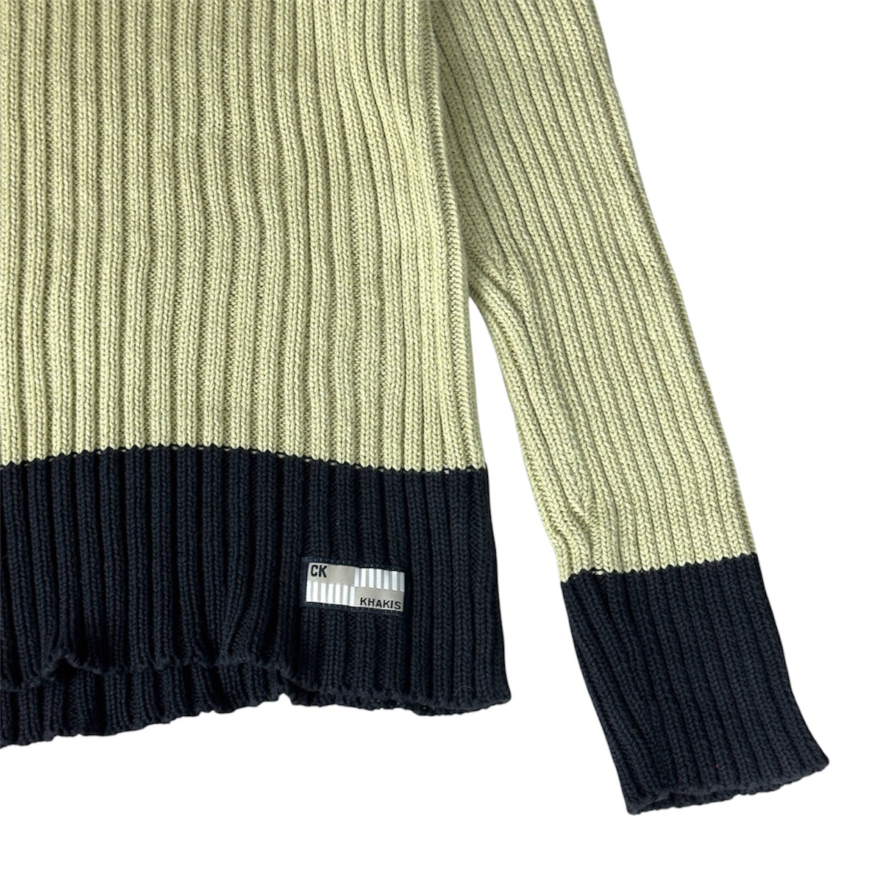 Calvin Klein Khakis Ribbed V-Neck Sweater Green/Black