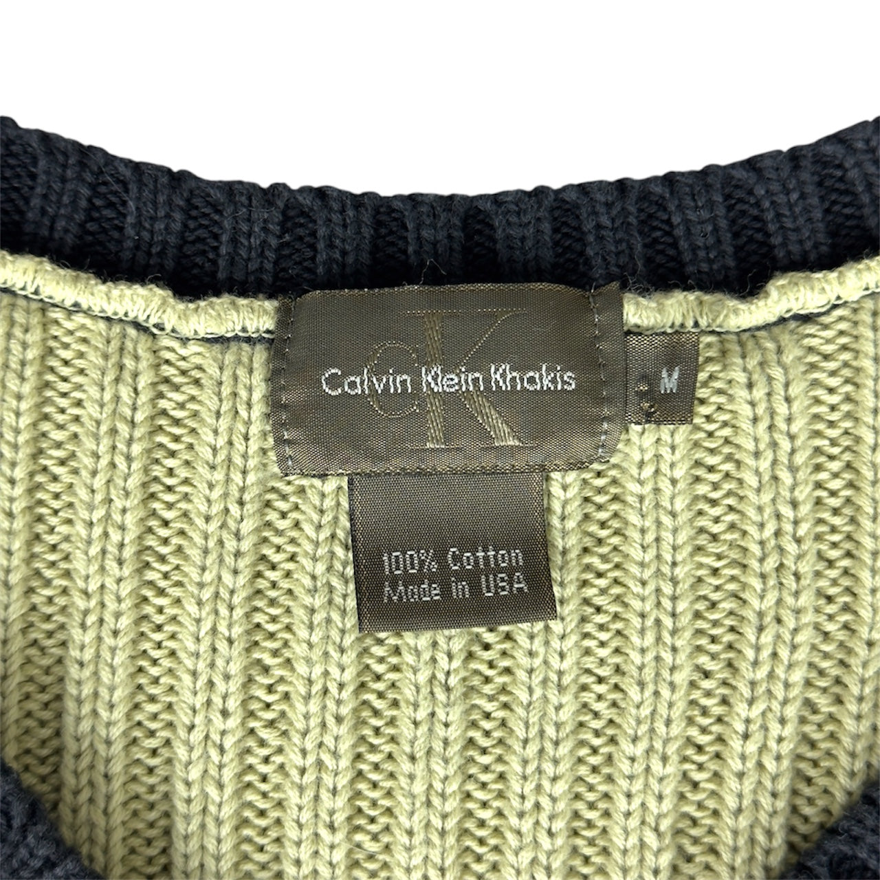 Calvin Klein Khakis Ribbed V-Neck Sweater Green/Black